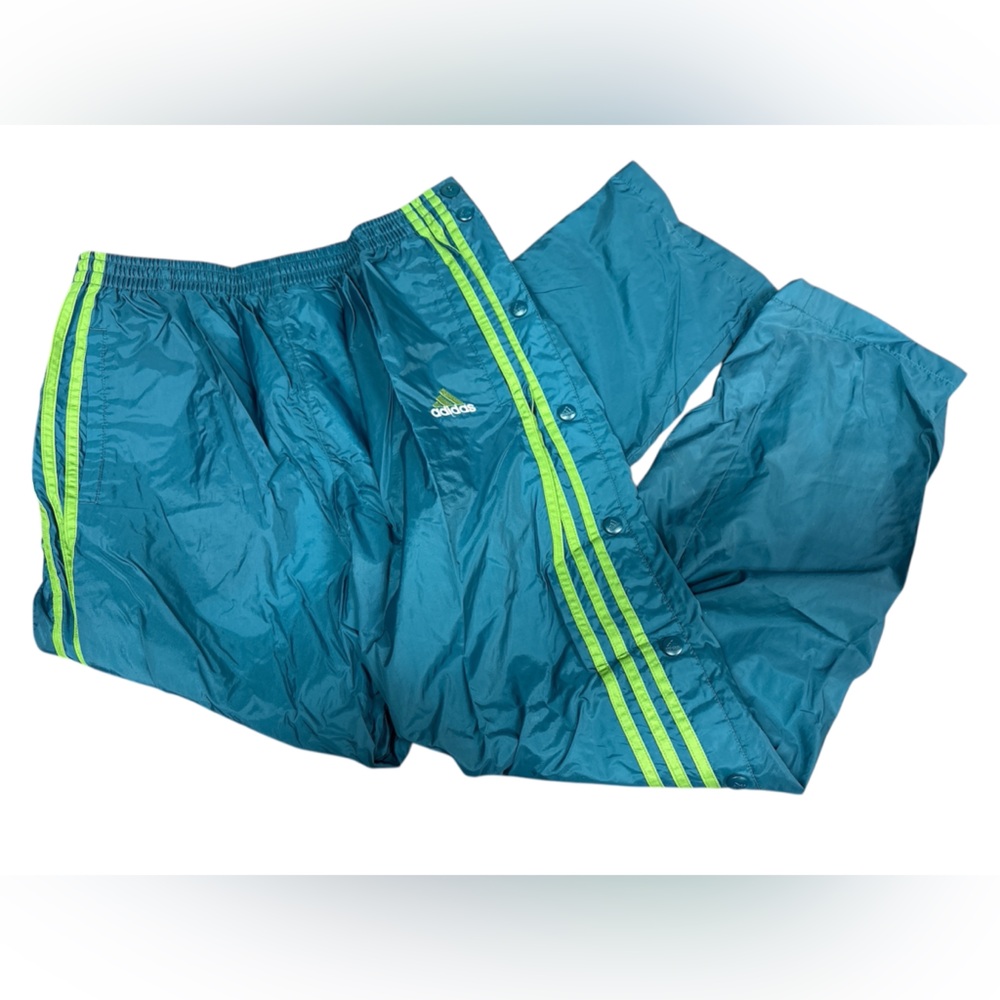 Adidas Teal and White Track tear away Pants